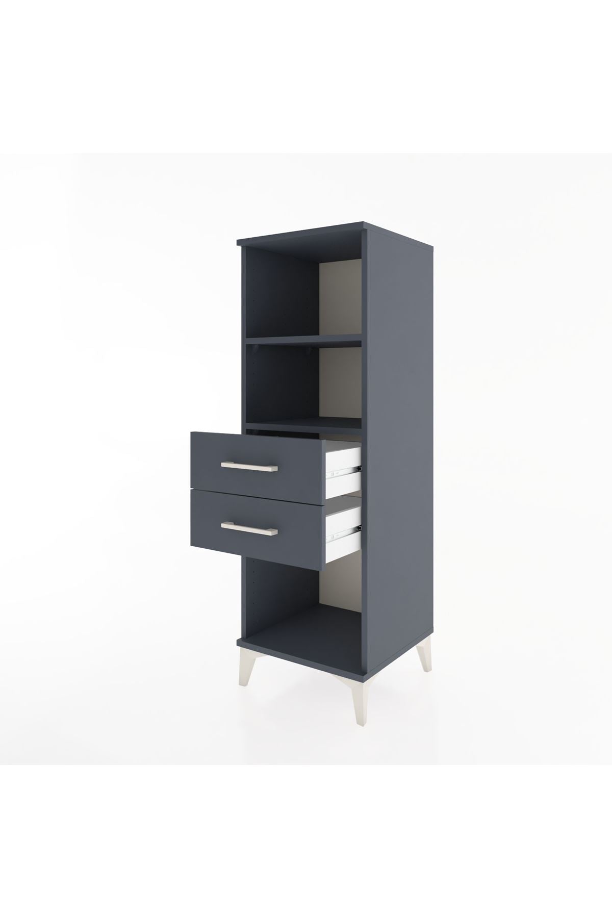 Hyperion Dolap 2 Raflı 2 Çekmeceli 44x44x134 Antrasit-Antrasit