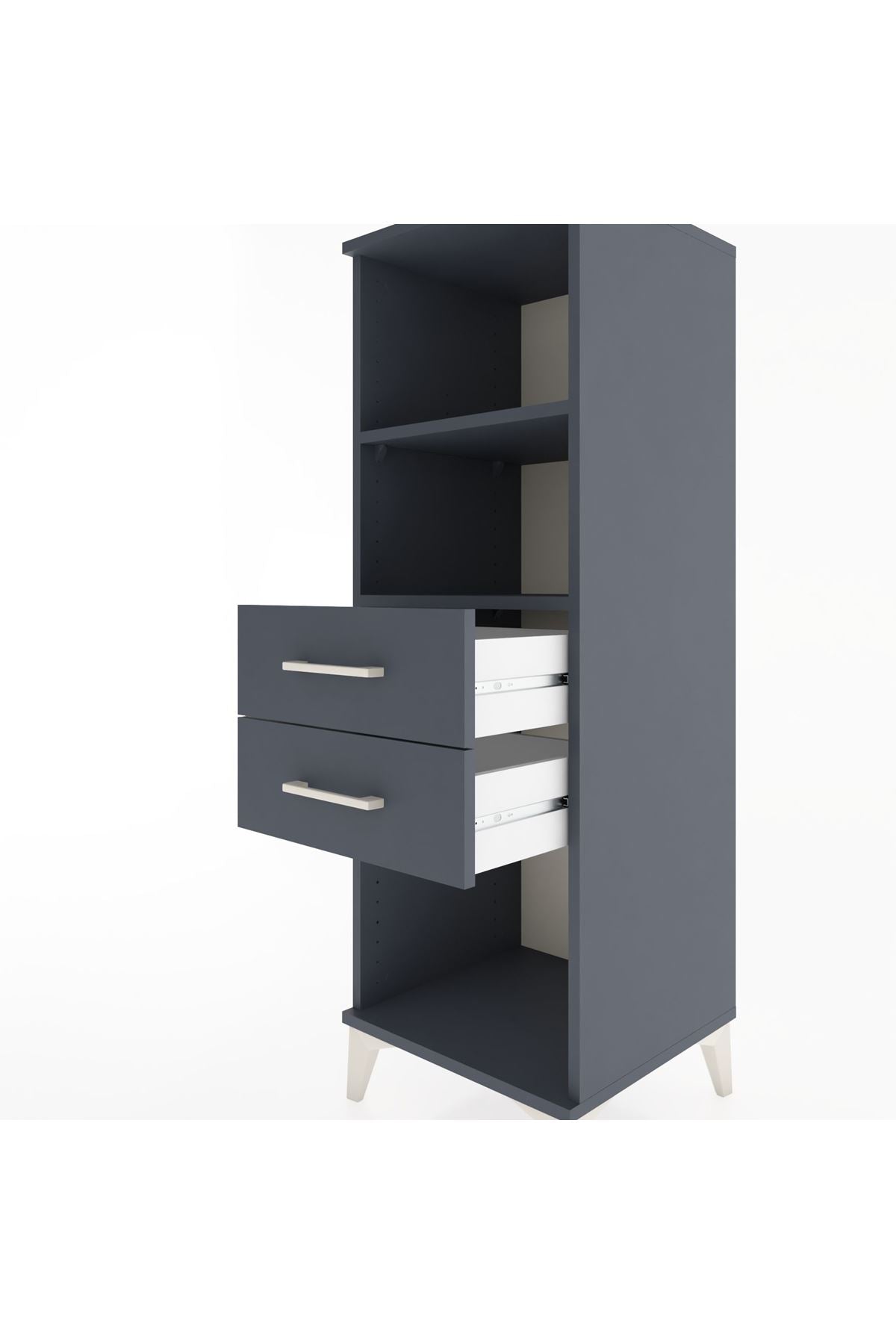 Hyperion Dolap 2 Raflı 2 Çekmeceli 44x44x134 Antrasit-Antrasit