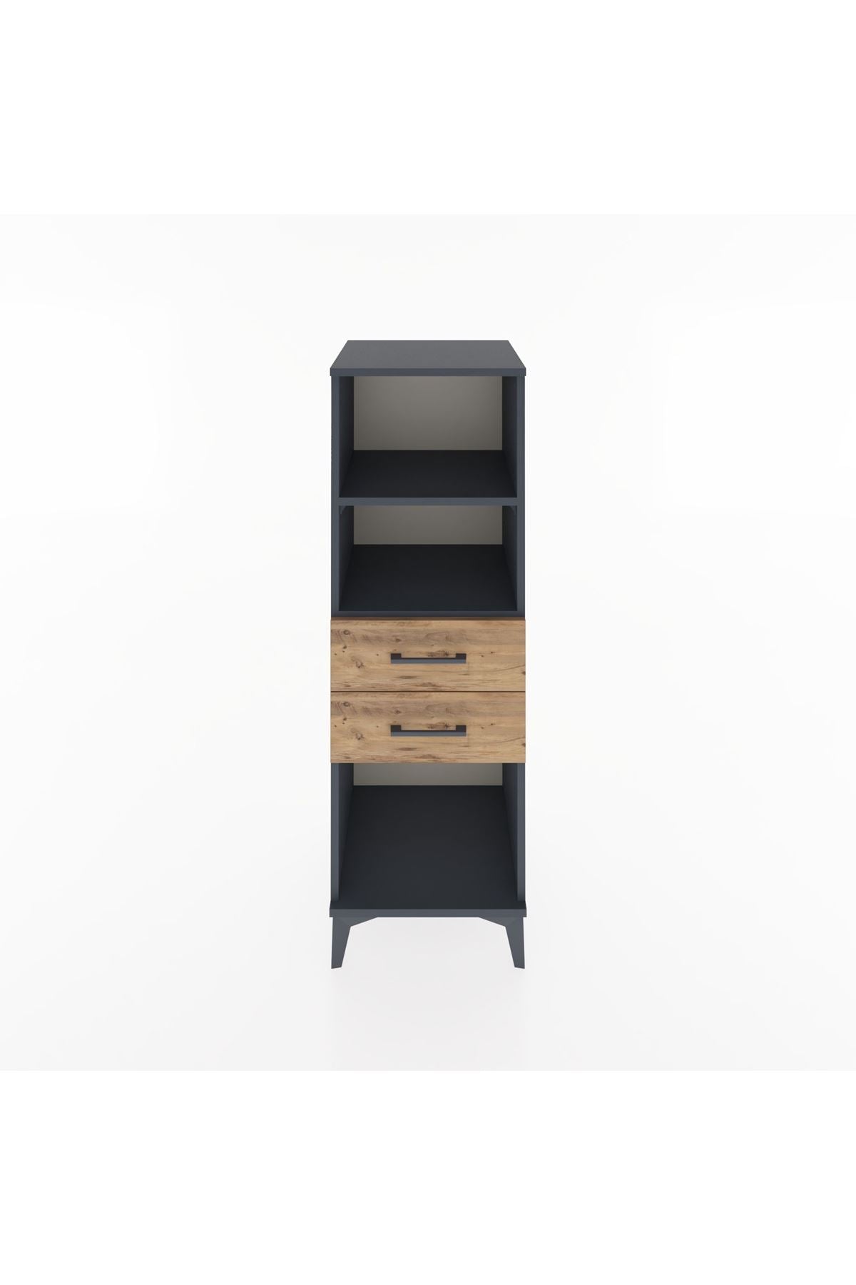 Hyperion Dolap 2 Raflı 2 Çekmeceli 44x44x134 Antrasit-Çam