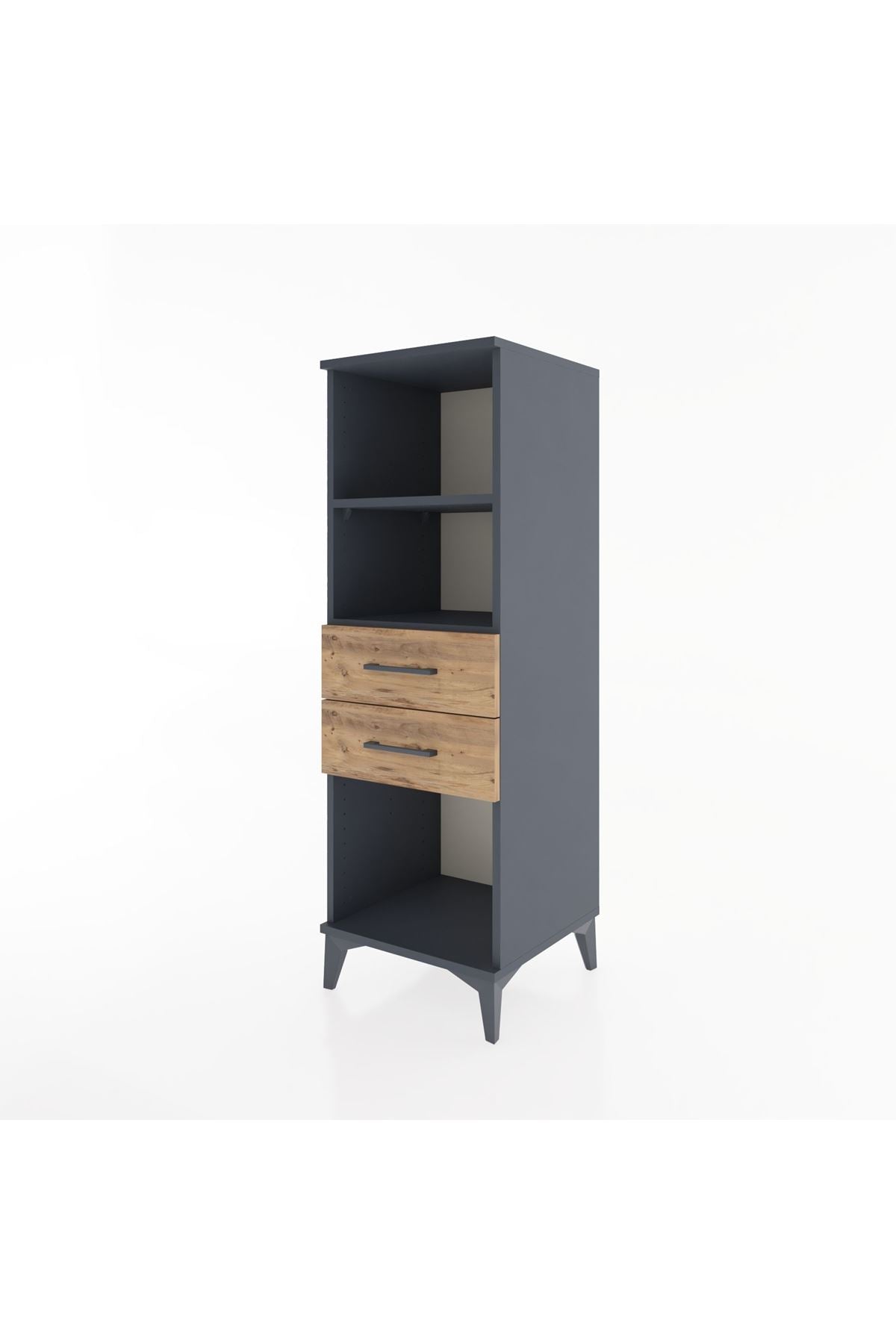 Hyperion Dolap 2 Raflı 2 Çekmeceli 44x44x134 Antrasit-Çam