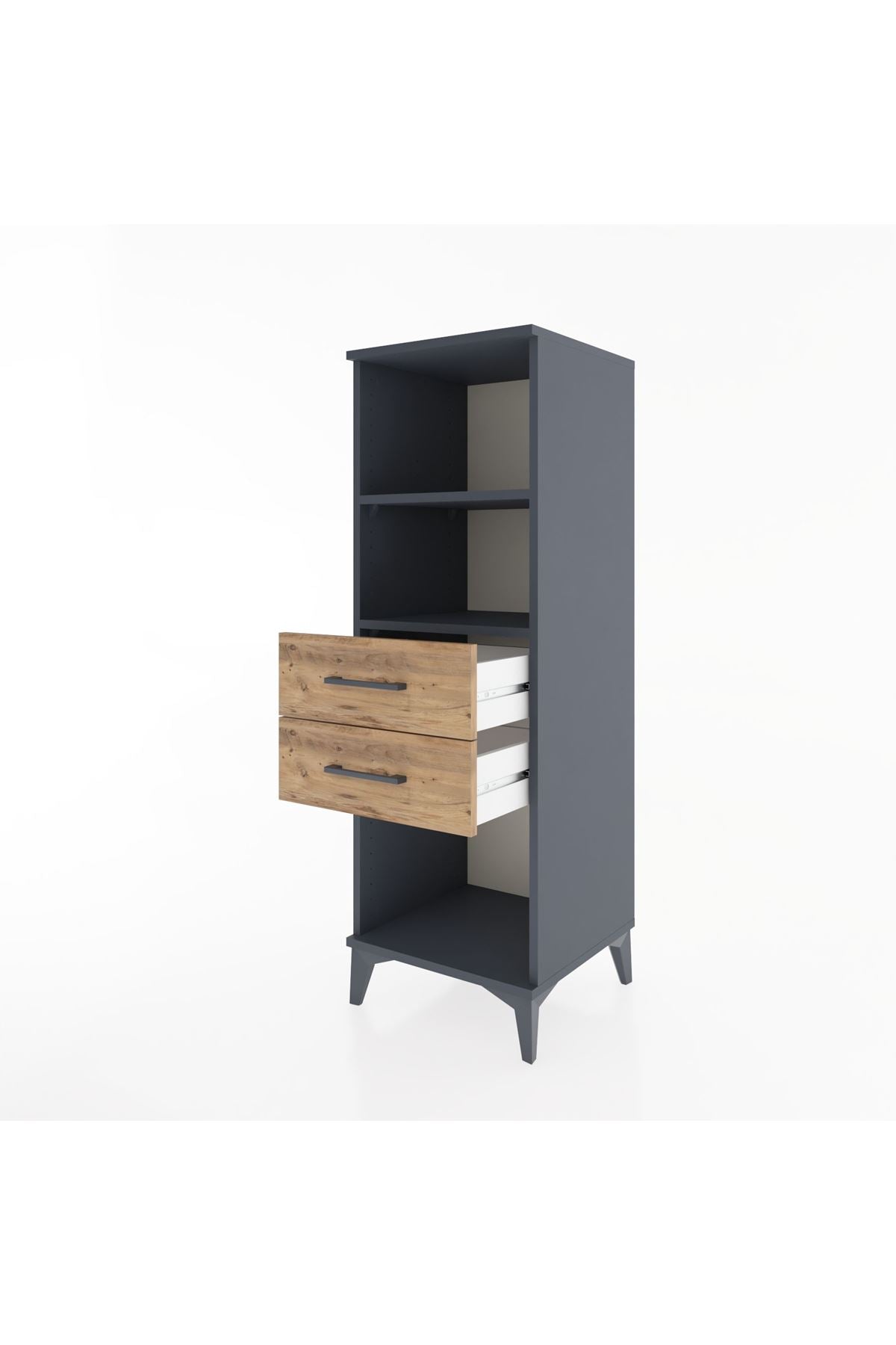 Hyperion Dolap 2 Raflı 2 Çekmeceli 44x44x134 Antrasit-Çam