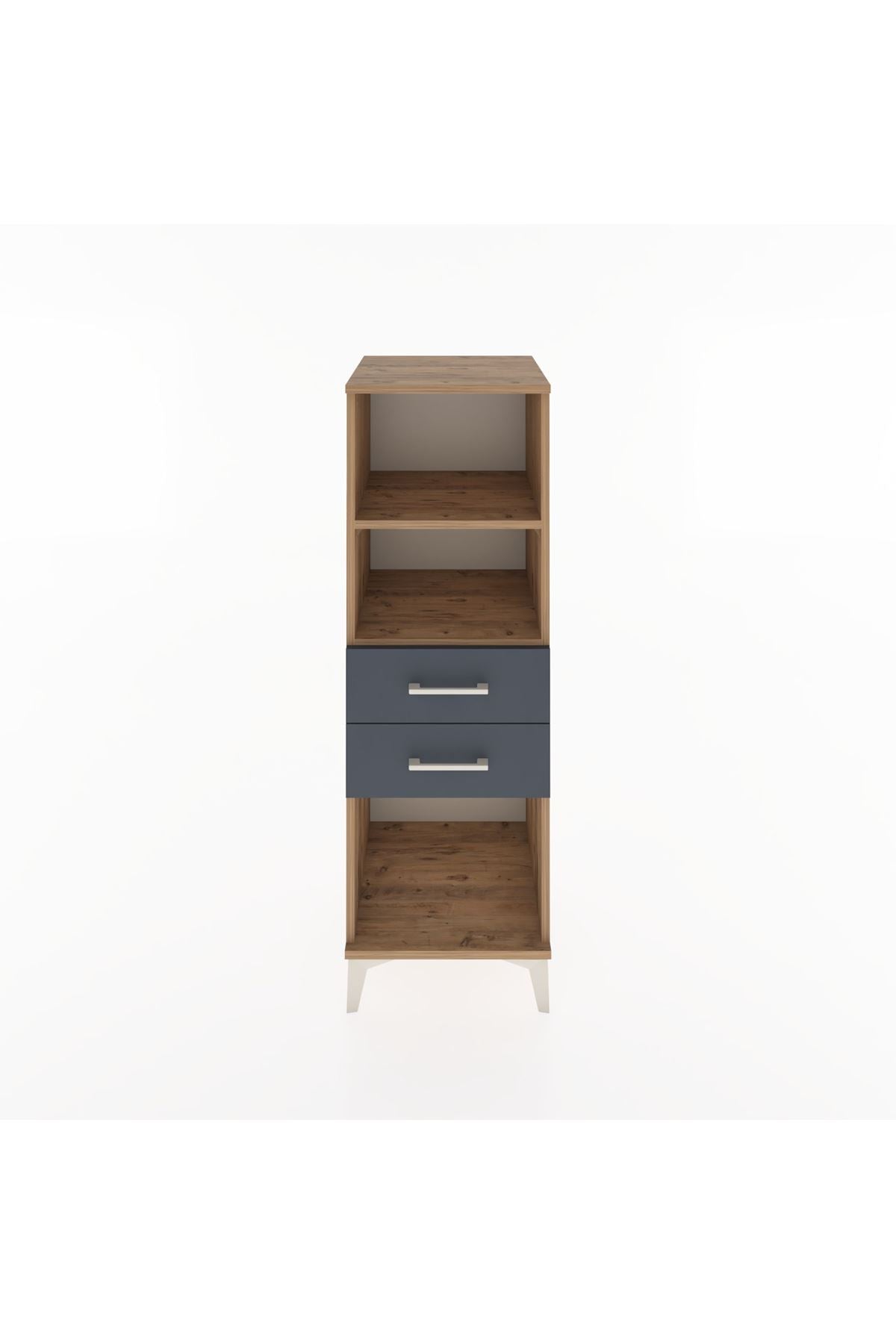 Hyperion Dolap 2 Raflı 2 Çekmeceli 44x44x134 Çam-Antrasit