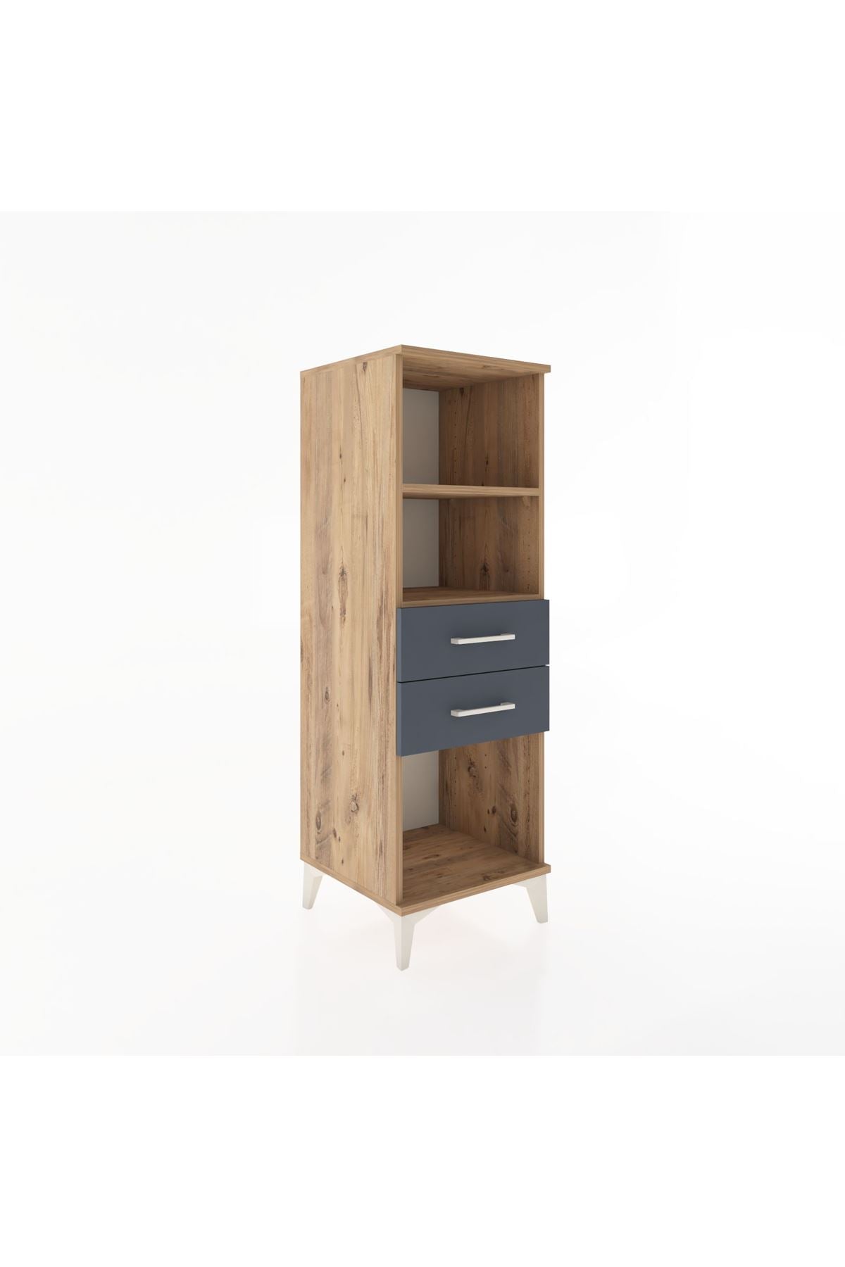 Hyperion Dolap 2 Raflı 2 Çekmeceli 44x44x134 Çam-Antrasit