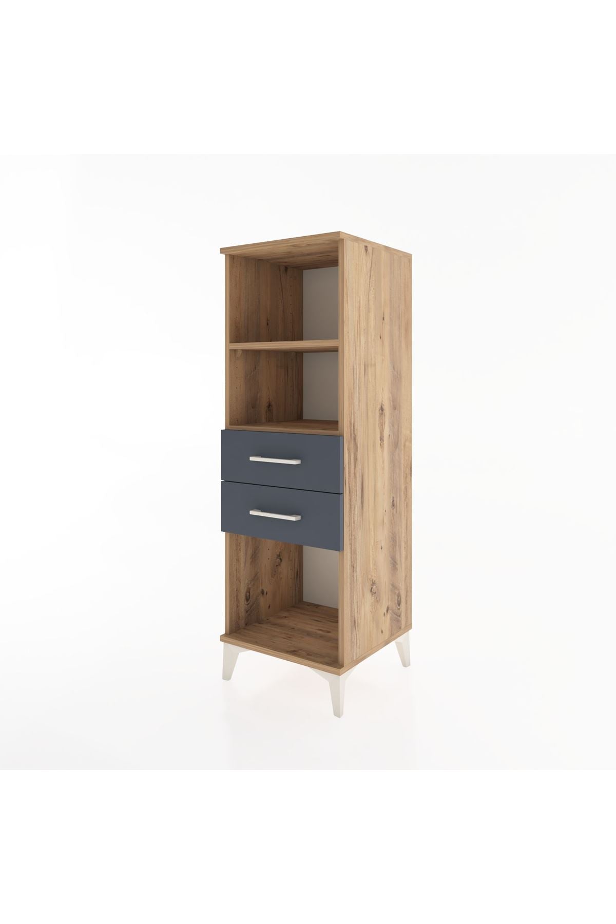 Hyperion Dolap 2 Raflı 2 Çekmeceli 44x44x134 Çam-Antrasit