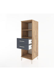 Hyperion Dolap 2 Raflı 2 Çekmeceli 44x44x134 Çam-Antrasit