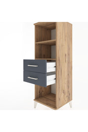 Hyperion Dolap 2 Raflı 2 Çekmeceli 44x44x134 Çam-Antrasit