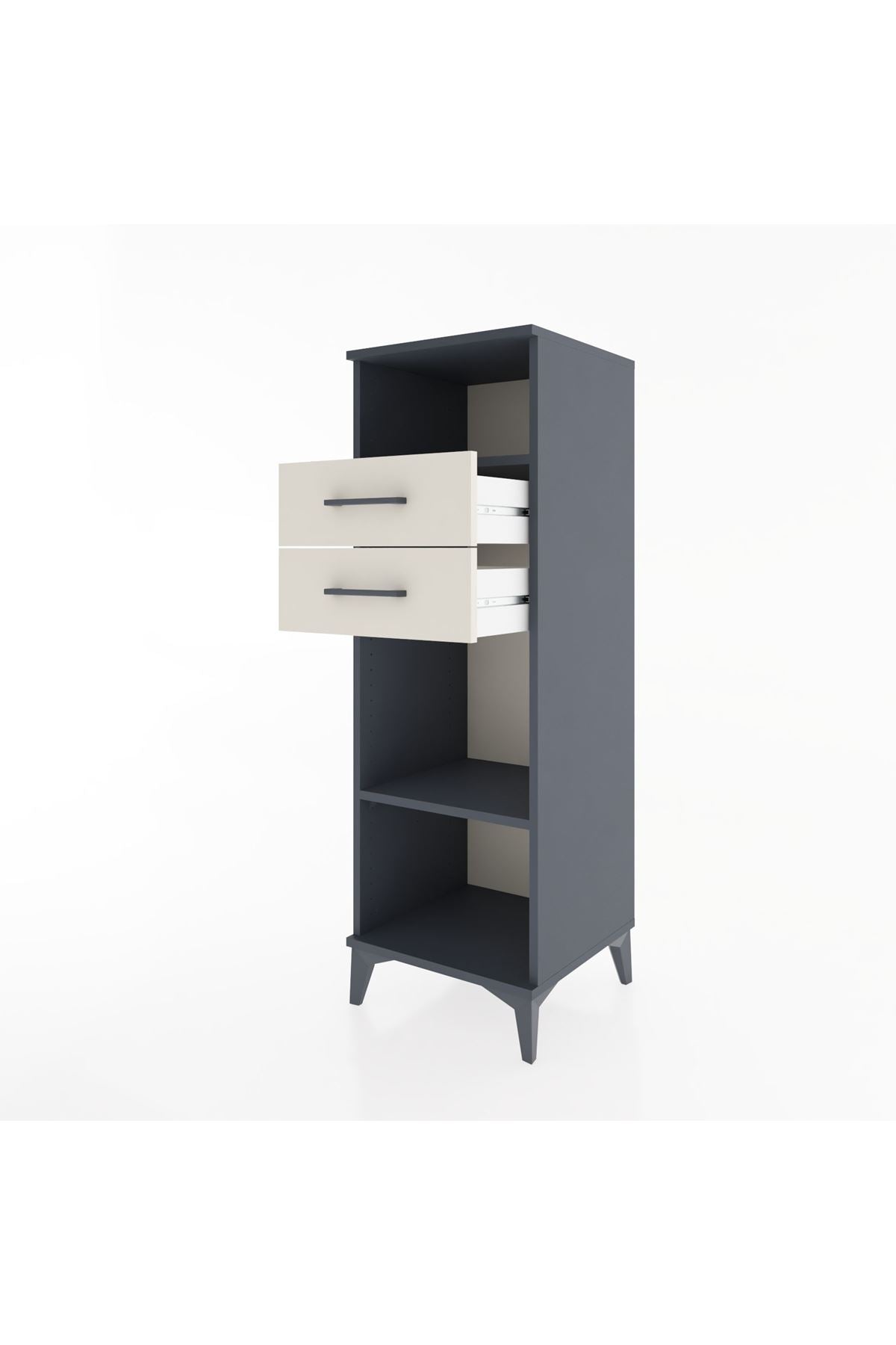 Hyperion Dolap 2 Raflı 2 Çekmeceli 44x44x134 Antrasit-Aytaşı