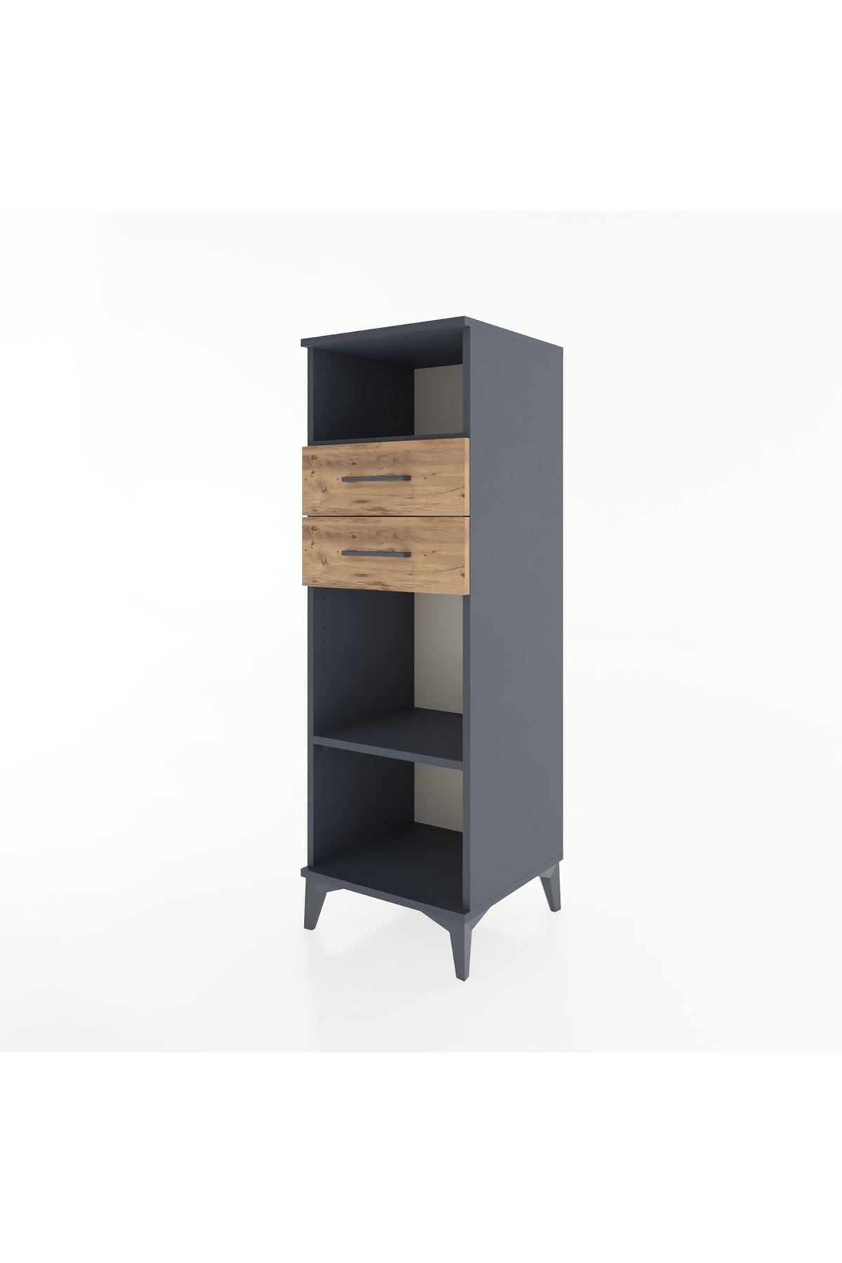 Hyperion Dolap 2 Raflı 2 Çekmeceli 44x44x134 Antrasit-Çam