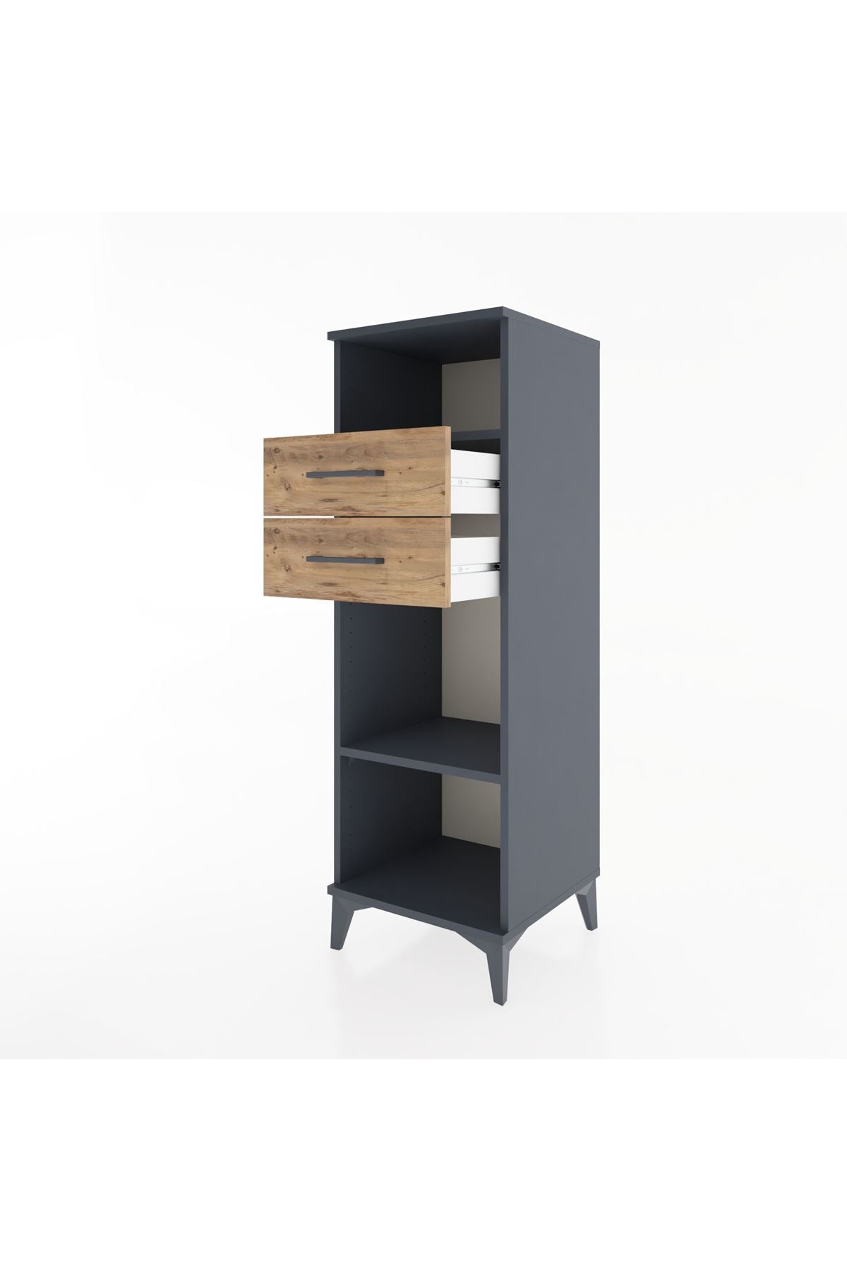 Hyperion Dolap 2 Raflı 2 Çekmeceli 44x44x134 Antrasit-Çam