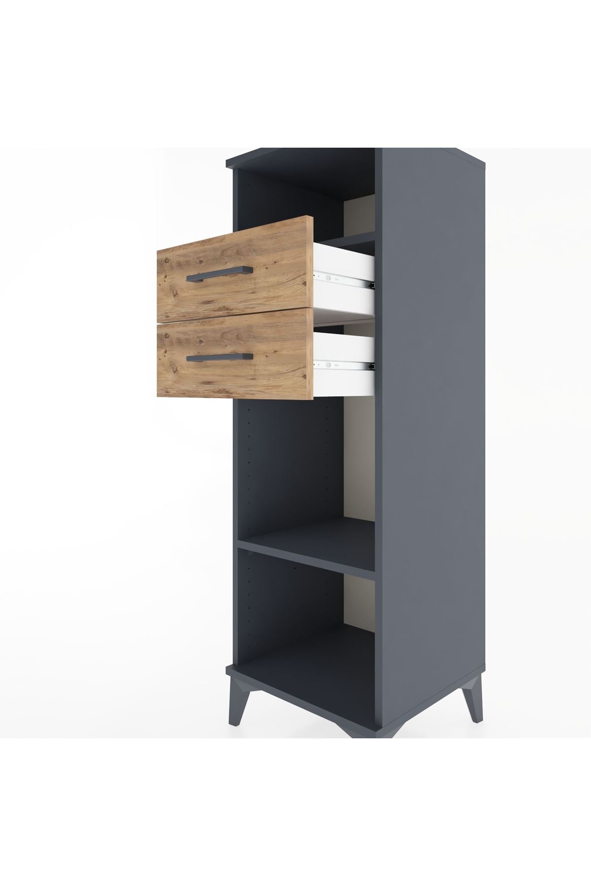 Hyperion Dolap 2 Raflı 2 Çekmeceli 44x44x134 Antrasit-Çam