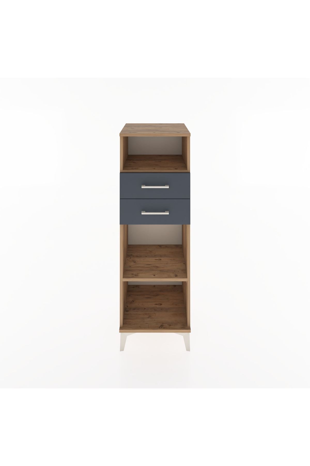 Hyperion Dolap 2 Raflı 2 Çekmeceli 44x44x134 Çam-Antrasit