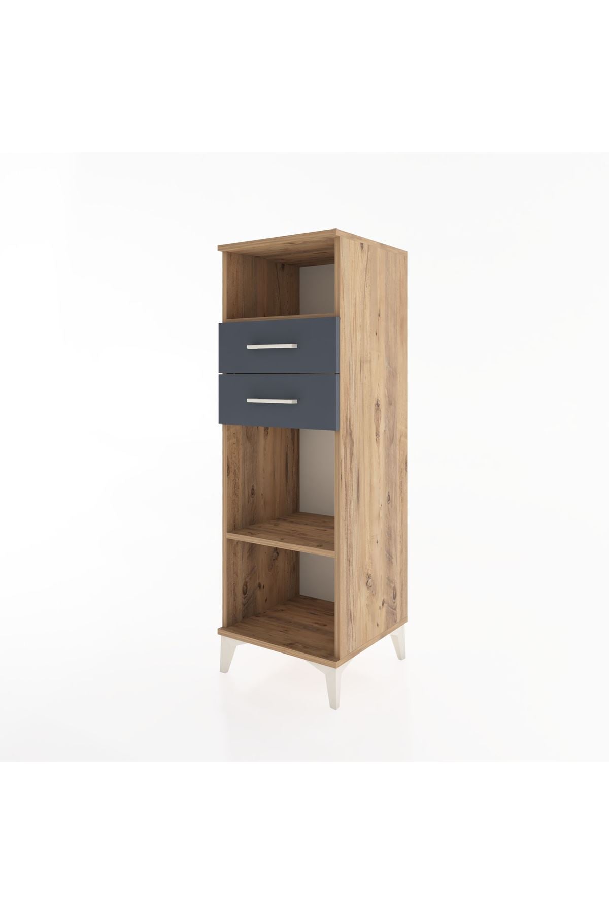 Hyperion Dolap 2 Raflı 2 Çekmeceli 44x44x134 Çam-Antrasit