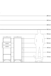 Hyperion Dolap 2 Raflı 2 Çekmeceli 44x44x134 Çam-Antrasit