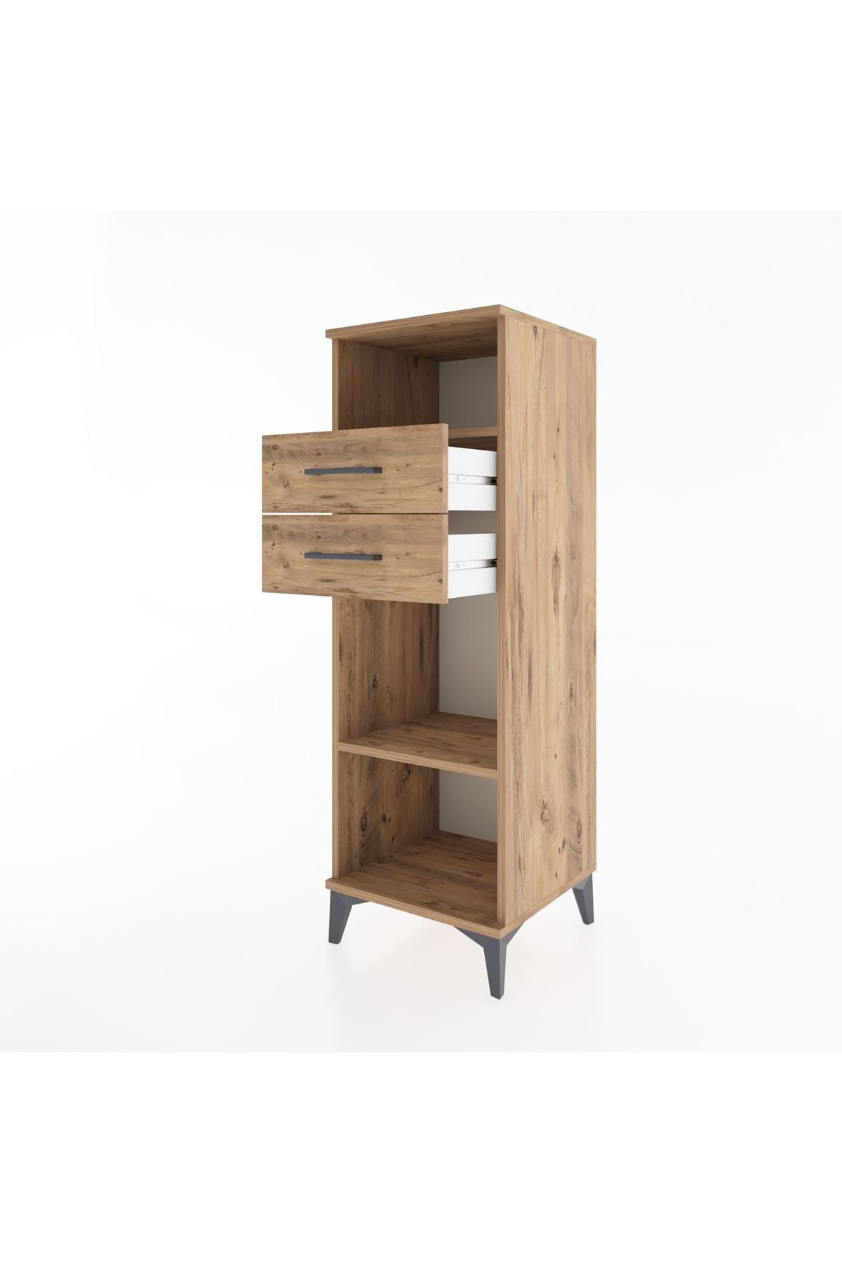 Hyperion Dolap 2 Raflı 2 Çekmeceli 44x44x134 Çam-Çam