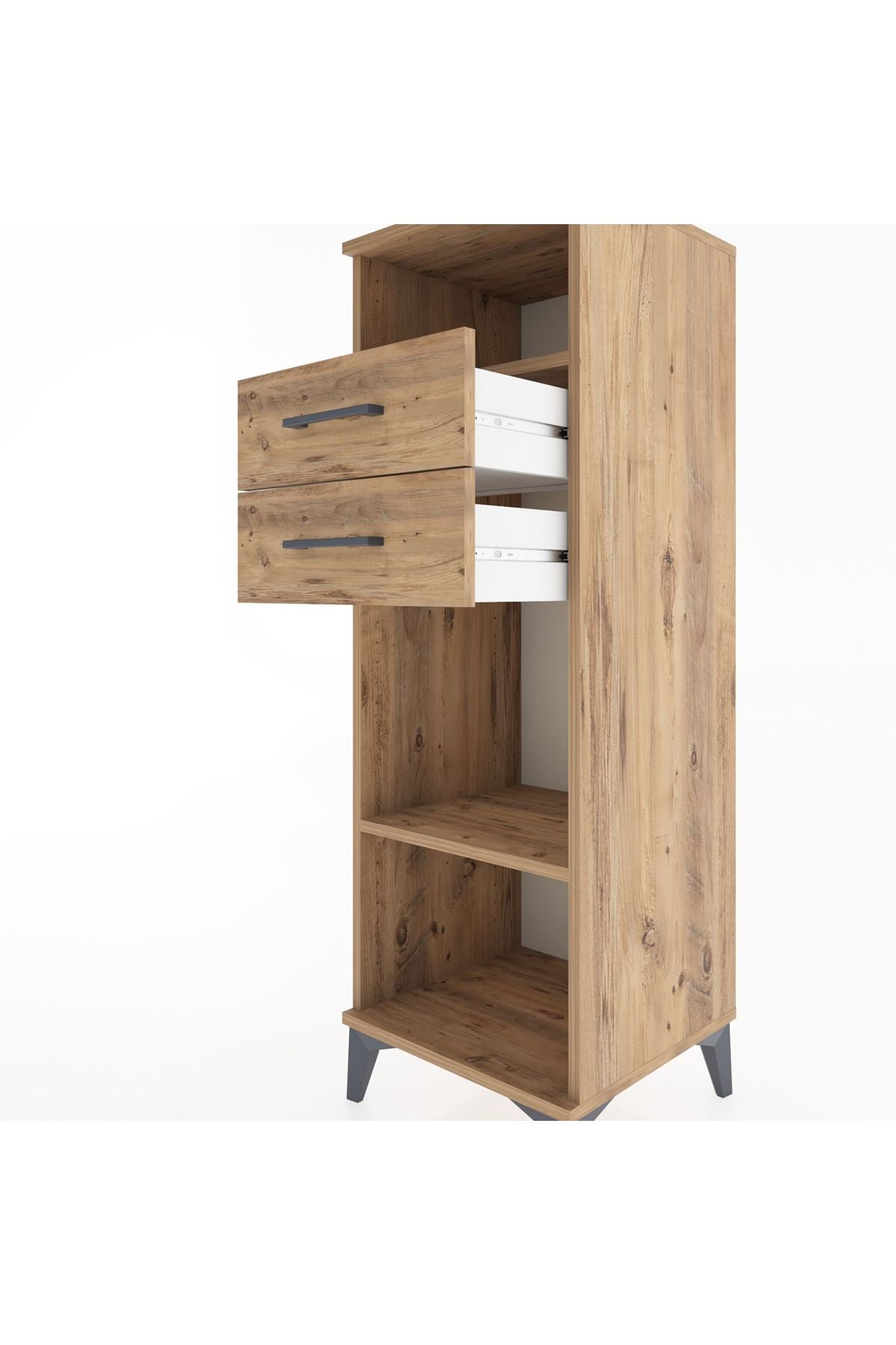 Hyperion Dolap 2 Raflı 2 Çekmeceli 44x44x134 Çam-Çam