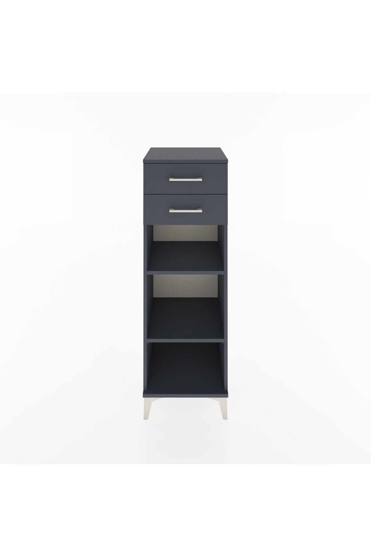 Hyperion Dolap 2 Raflı 2 Çekmeceli 44x44x134 Antrasit-Antrasit