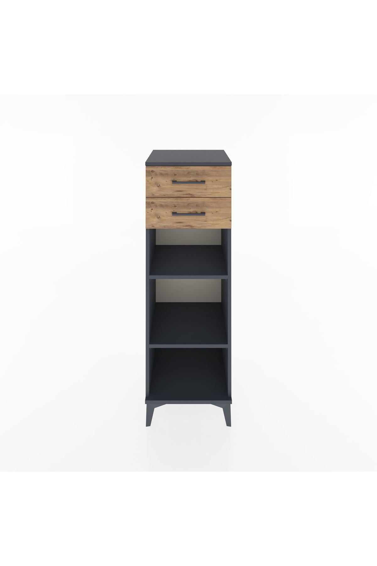 Hyperion Dolap 2 Raflı 2 Çekmeceli 44x44x134 Antrasit-Çam