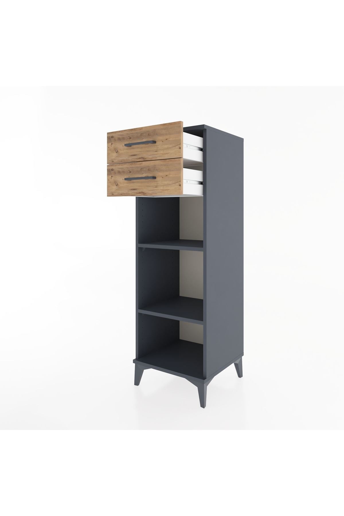 Hyperion Dolap 2 Raflı 2 Çekmeceli 44x44x134 Antrasit-Çam