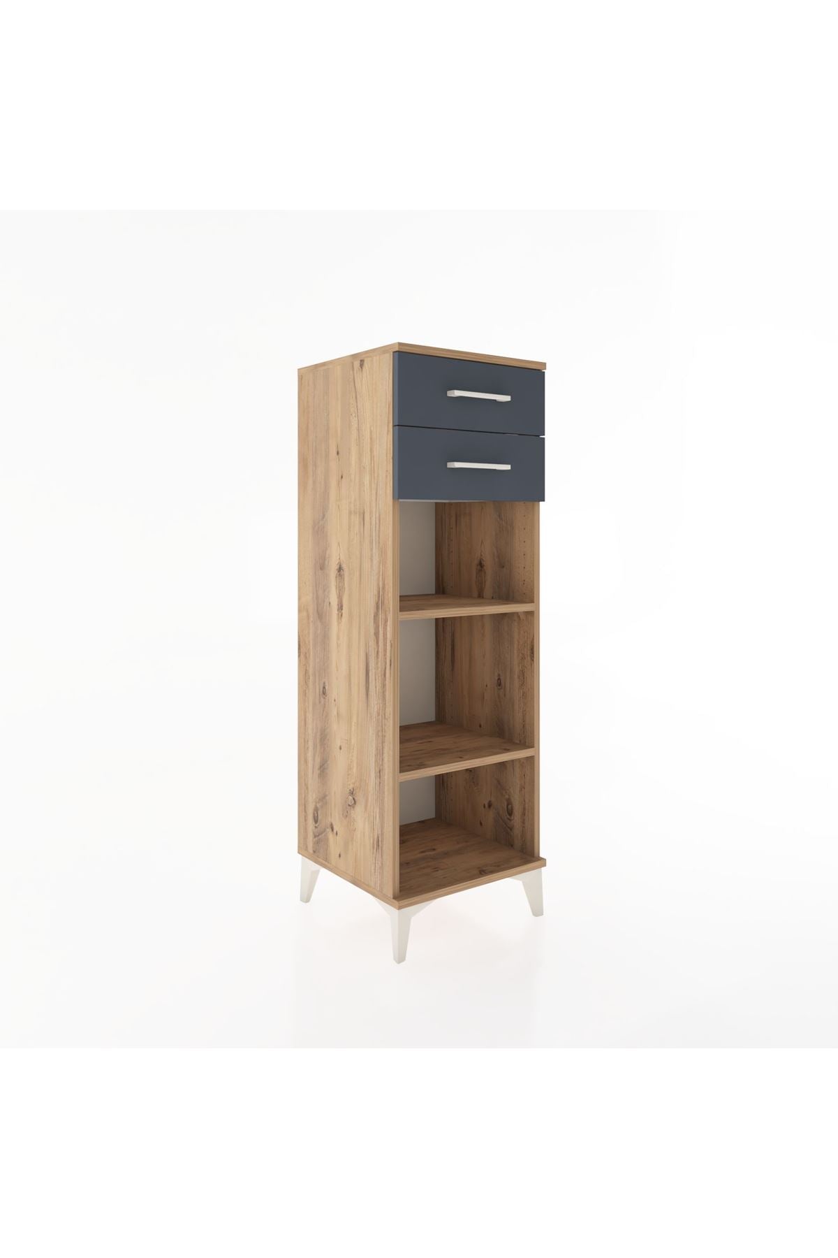 Hyperion Dolap 2 Raflı 2 Çekmeceli 44x44x134 Çam-Antrasit