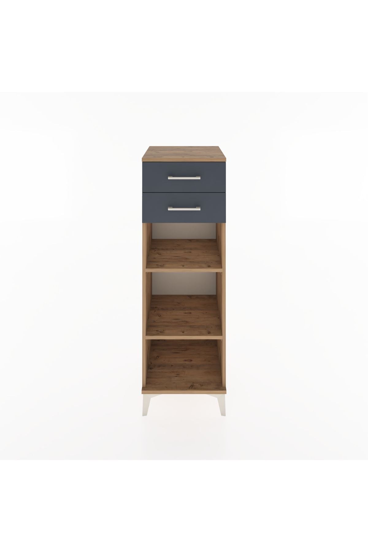 Hyperion Dolap 2 Raflı 2 Çekmeceli 44x44x134 Çam-Antrasit