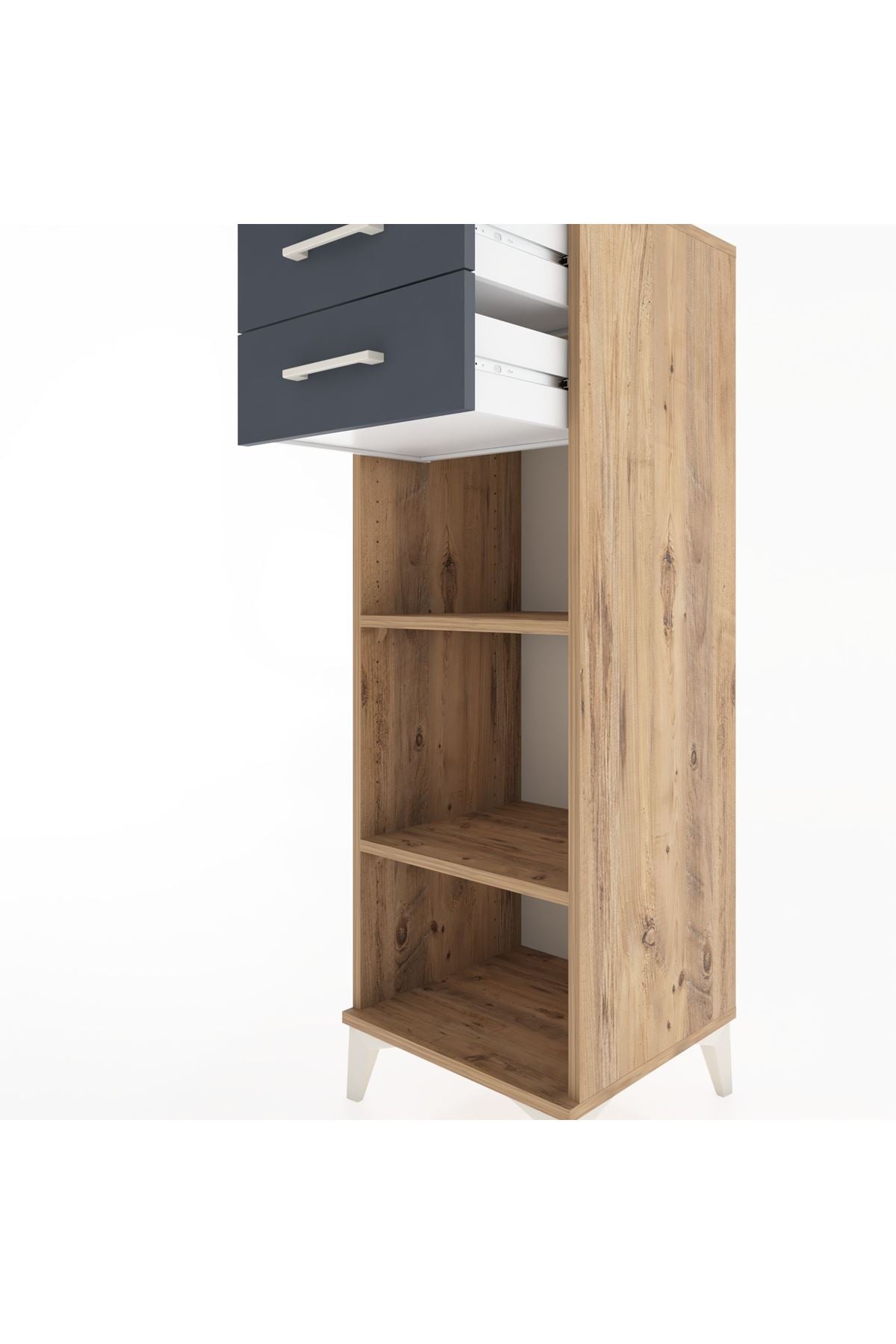 Hyperion Dolap 2 Raflı 2 Çekmeceli 44x44x134 Çam-Antrasit