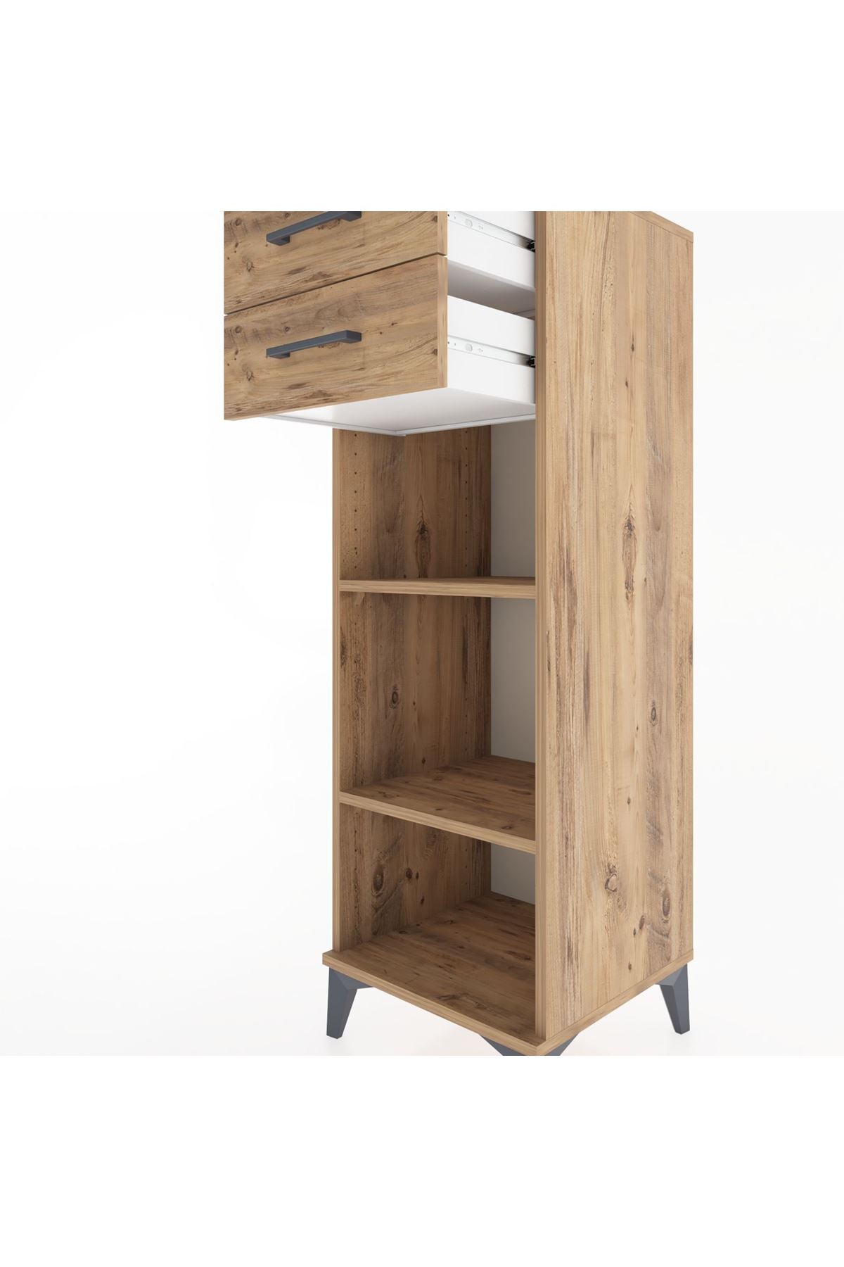 Hyperion Dolap 2 Raflı 2 Çekmeceli 44x44x134 Çam-Çam