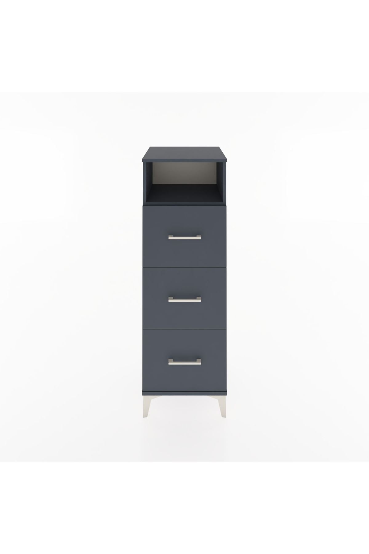 Hyperion Dolap Tek Raflı 3 Çekmeceli 44x44x134 Antrasit-Antrasit
