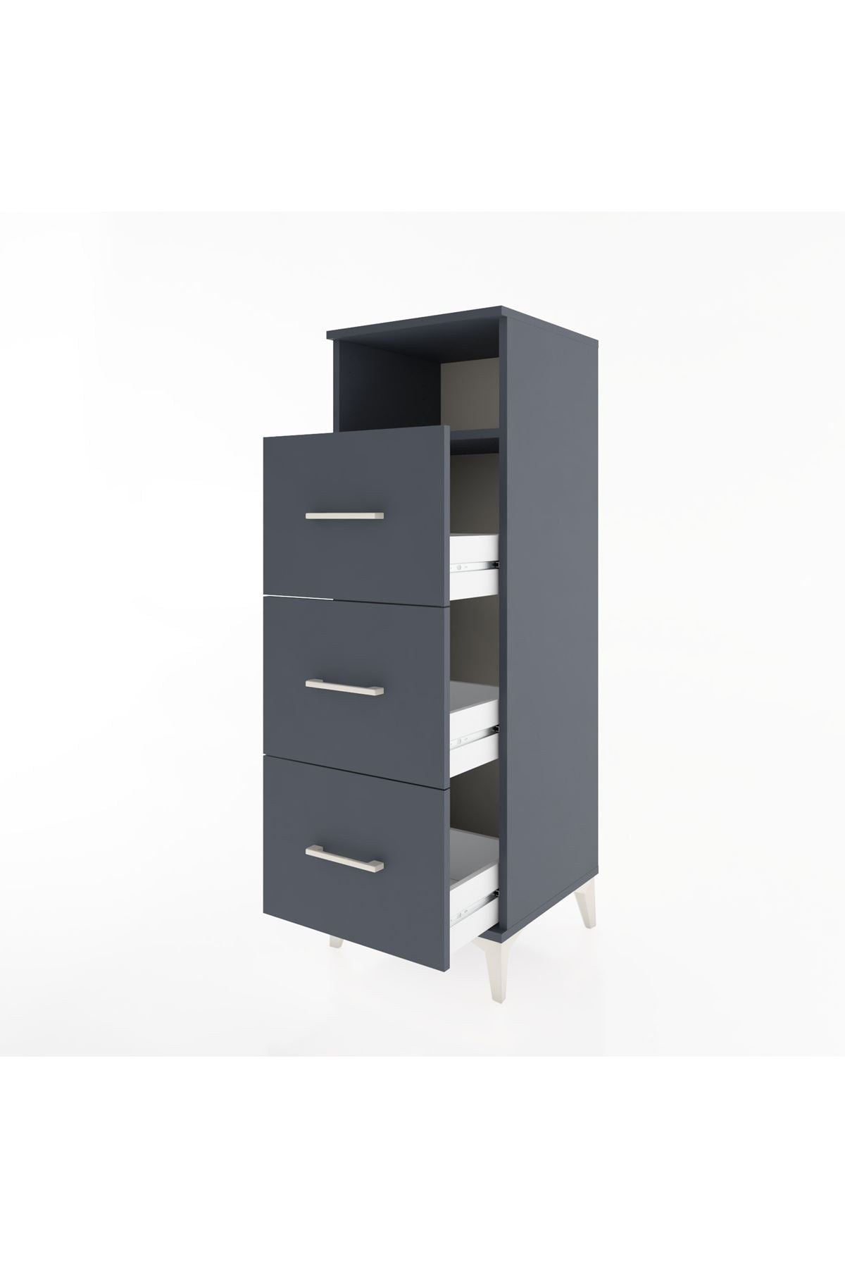 Hyperion Dolap Tek Raflı 3 Çekmeceli 44x44x134 Antrasit-Antrasit
