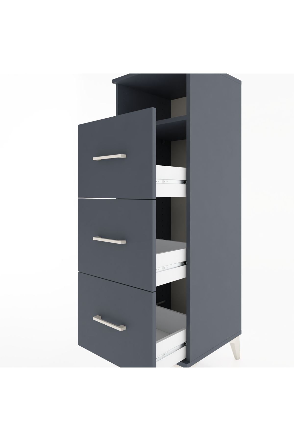 Hyperion Dolap Tek Raflı 3 Çekmeceli 44x44x134 Antrasit-Antrasit