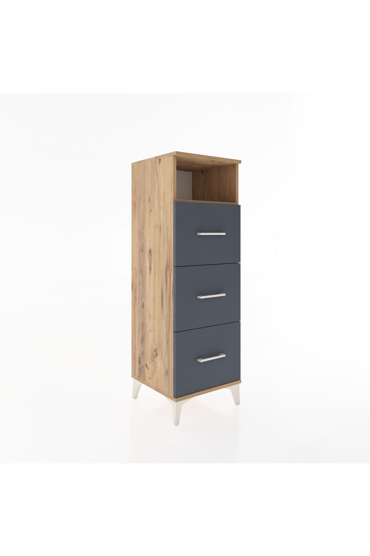 Hyperion Dolap Tek Raflı 3 Çekmeceli 44x44x134 Çam-Antrasit