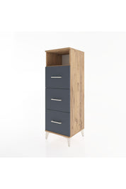 Hyperion Dolap Tek Raflı 3 Çekmeceli 44x44x134 Çam-Antrasit