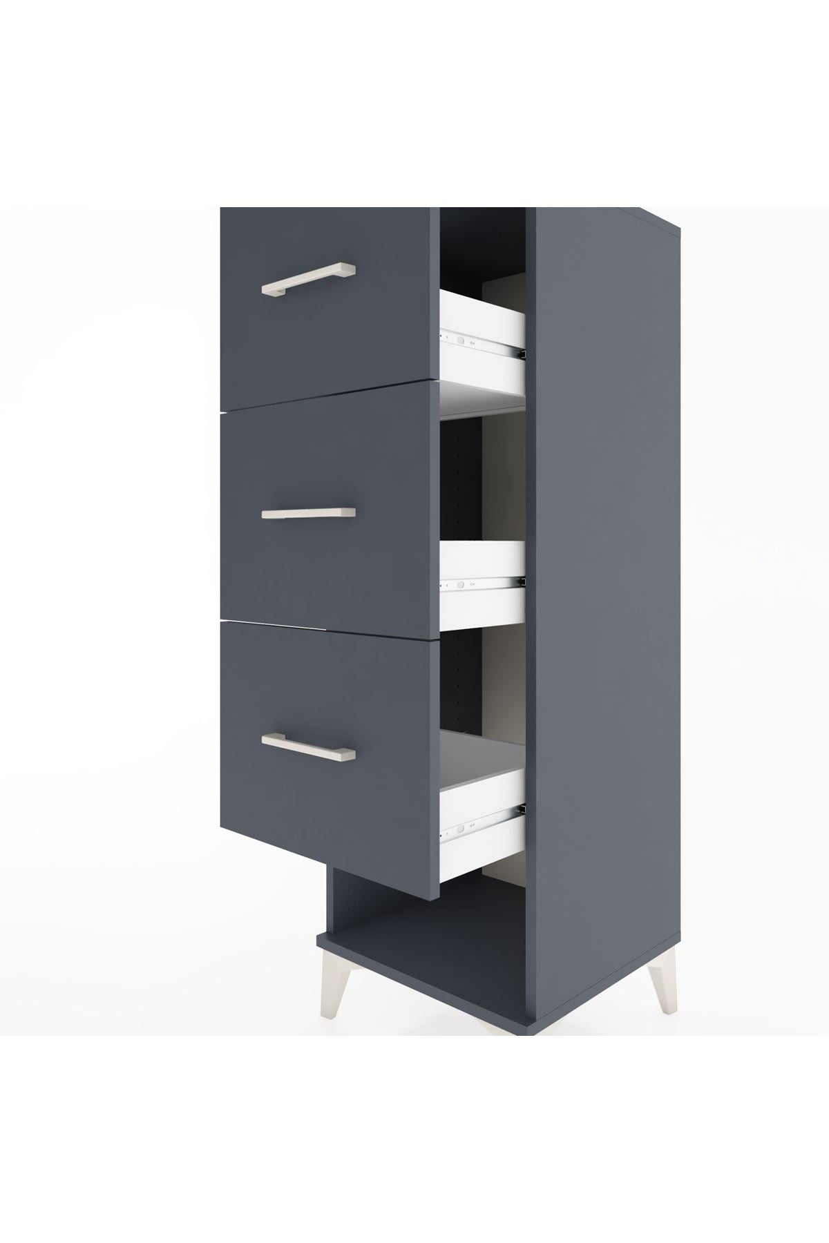 Hyperion Dolap 3 Çekmeceli 44x44x134 Antrasit-Antrasit