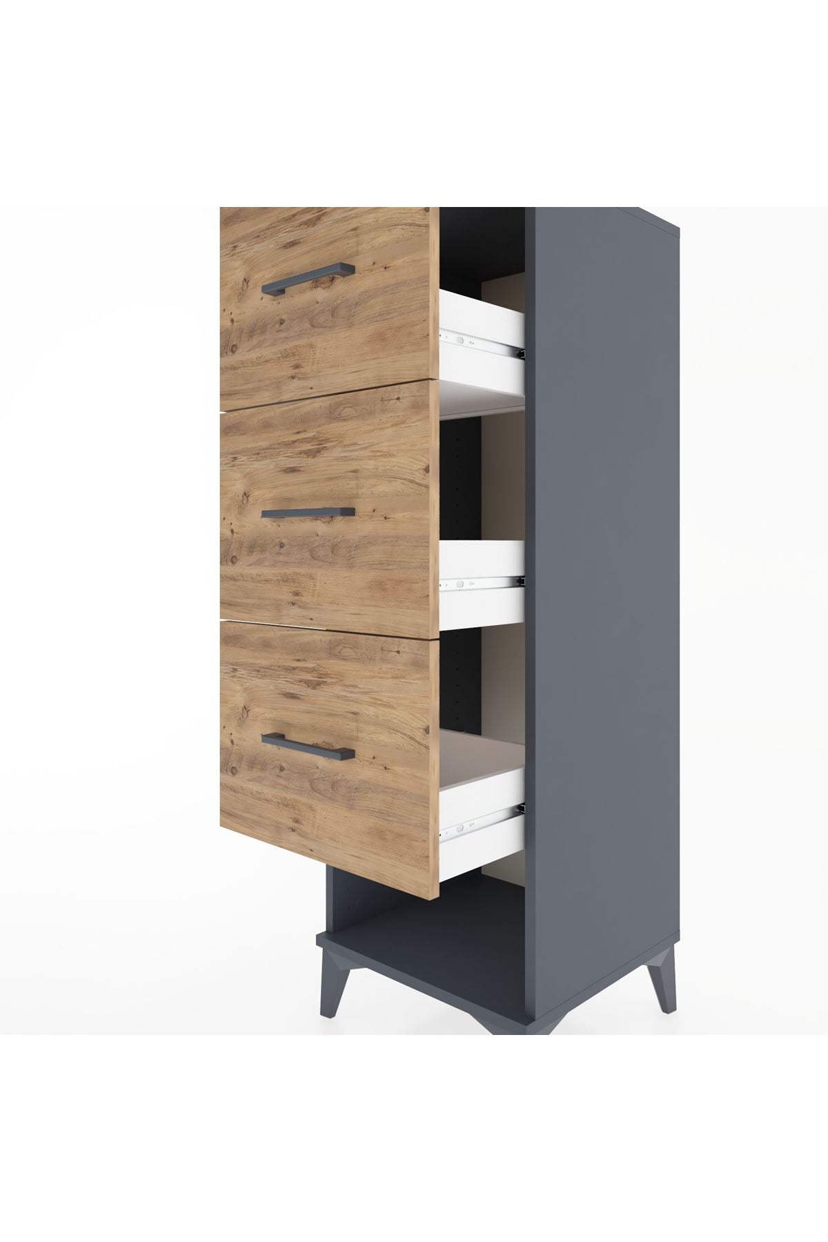 Hyperion Dolap 3 Çekmeceli 44x44x134 Antrasit-Çam