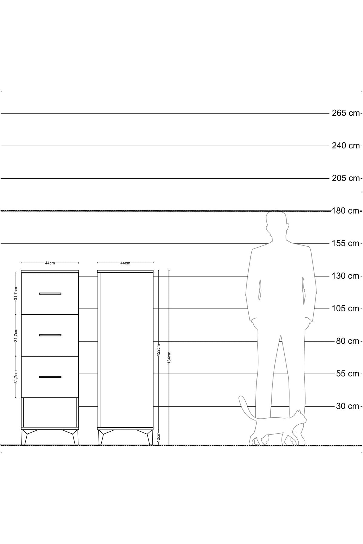 Hyperion Dolap 3 Çekmeceli 44x44x134 Çam-Çam