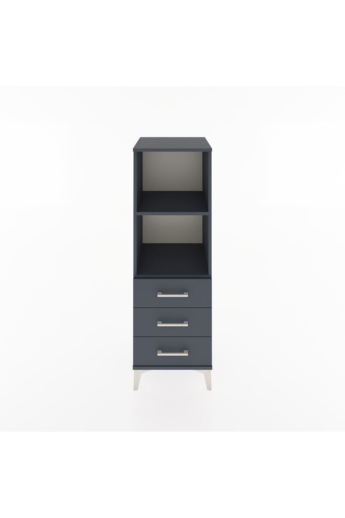 Hyperion Dolap 2 Raflı 3 Çekmeceli 44x44x134 Antrasit-Antrasit