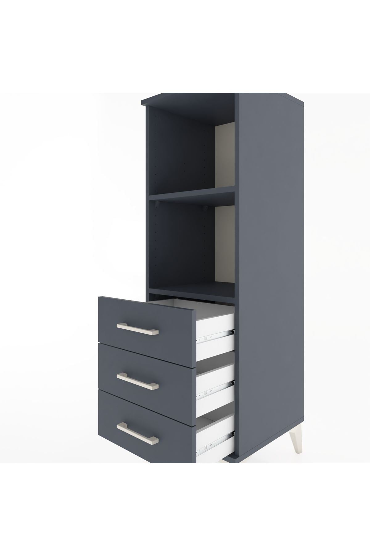 Hyperion Dolap 2 Raflı 3 Çekmeceli 44x44x134 Antrasit-Antrasit