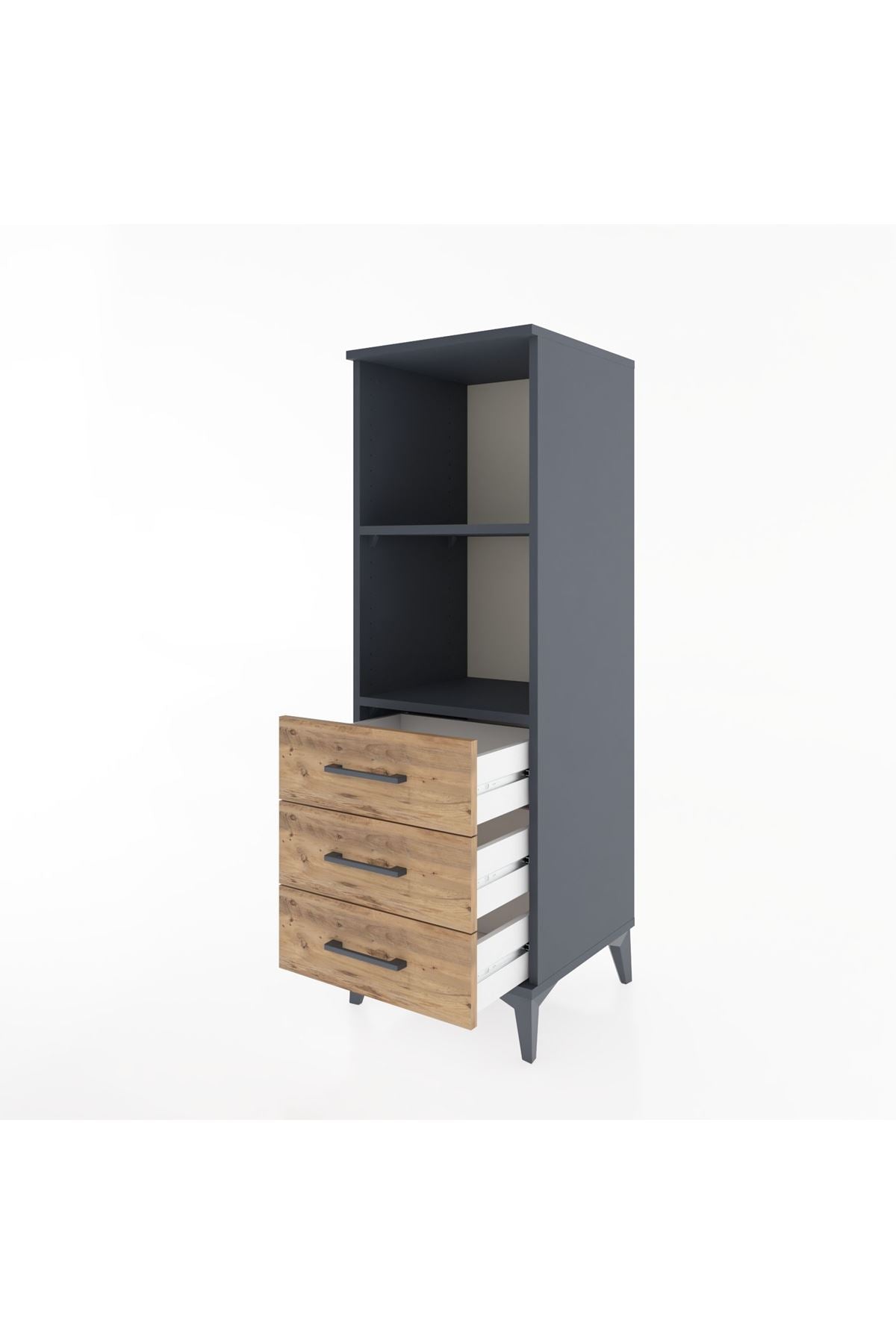 Hyperion Dolap 2 Raflı 3 Çekmeceli 44x44x134 Antrasit-Çam