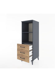 Hyperion Dolap 2 Raflı 3 Çekmeceli 44x44x134 Antrasit-Çam