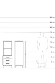 Hyperion Dolap 2 Raflı 3 Çekmeceli 44x44x134 Antrasit-Çam