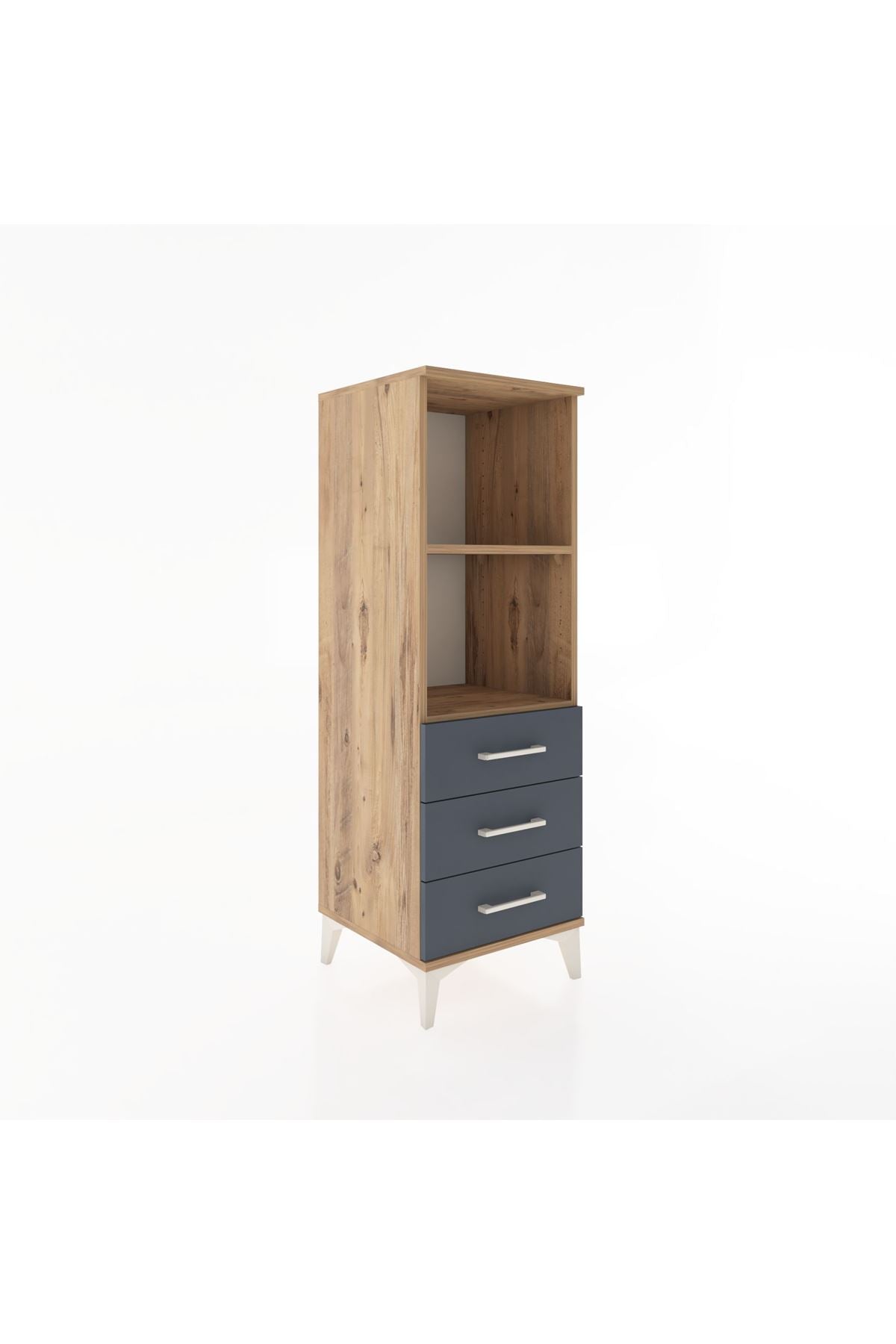 Hyperion Dolap 2 Raflı 3 Çekmeceli 44x44x134 Çam-Antrasit