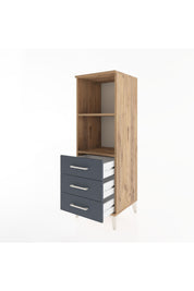 Hyperion Dolap 2 Raflı 3 Çekmeceli 44x44x134 Çam-Antrasit