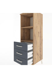 Hyperion Dolap 2 Raflı 3 Çekmeceli 44x44x134 Çam-Antrasit