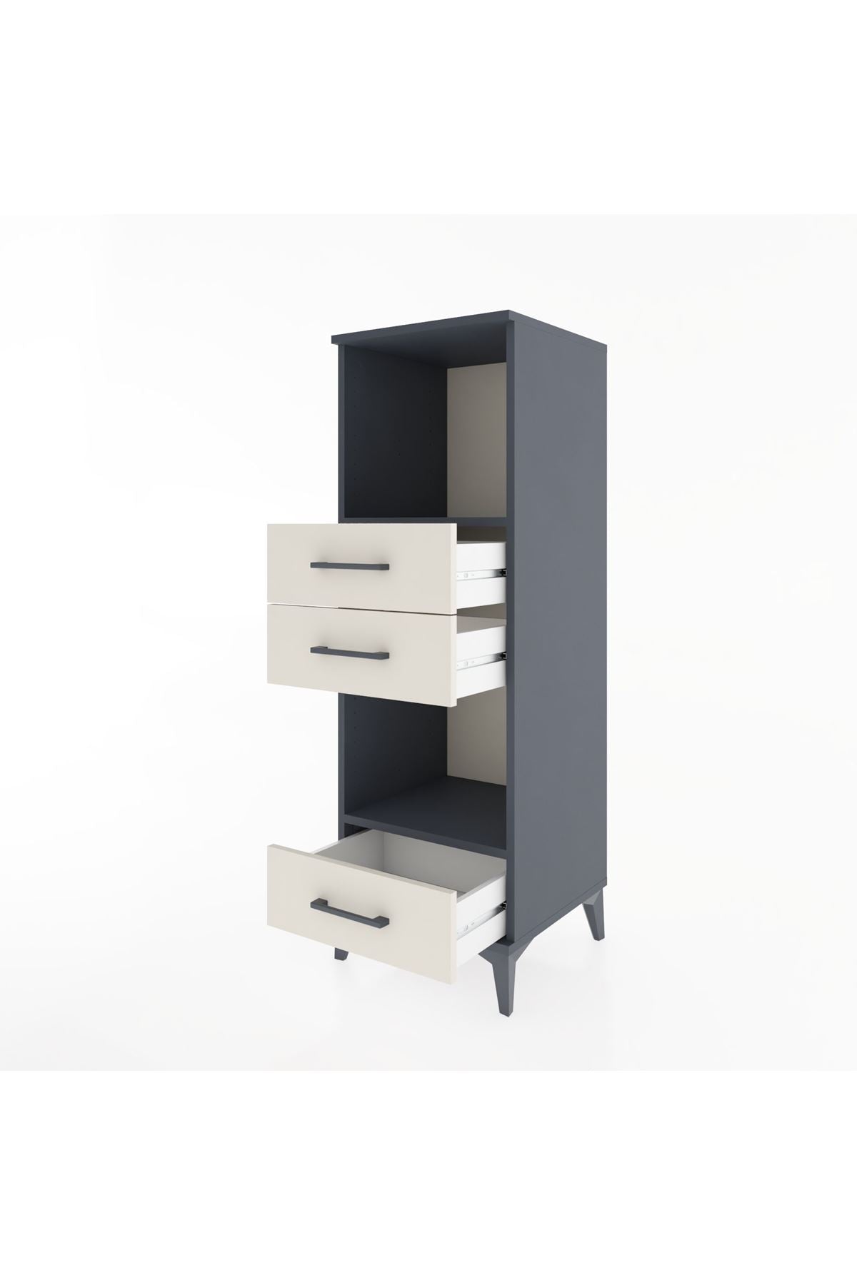 Hyperion Dolap 2 Raflı 3 Çekmeceli 44x44x134 Antrasit-Aytaşı