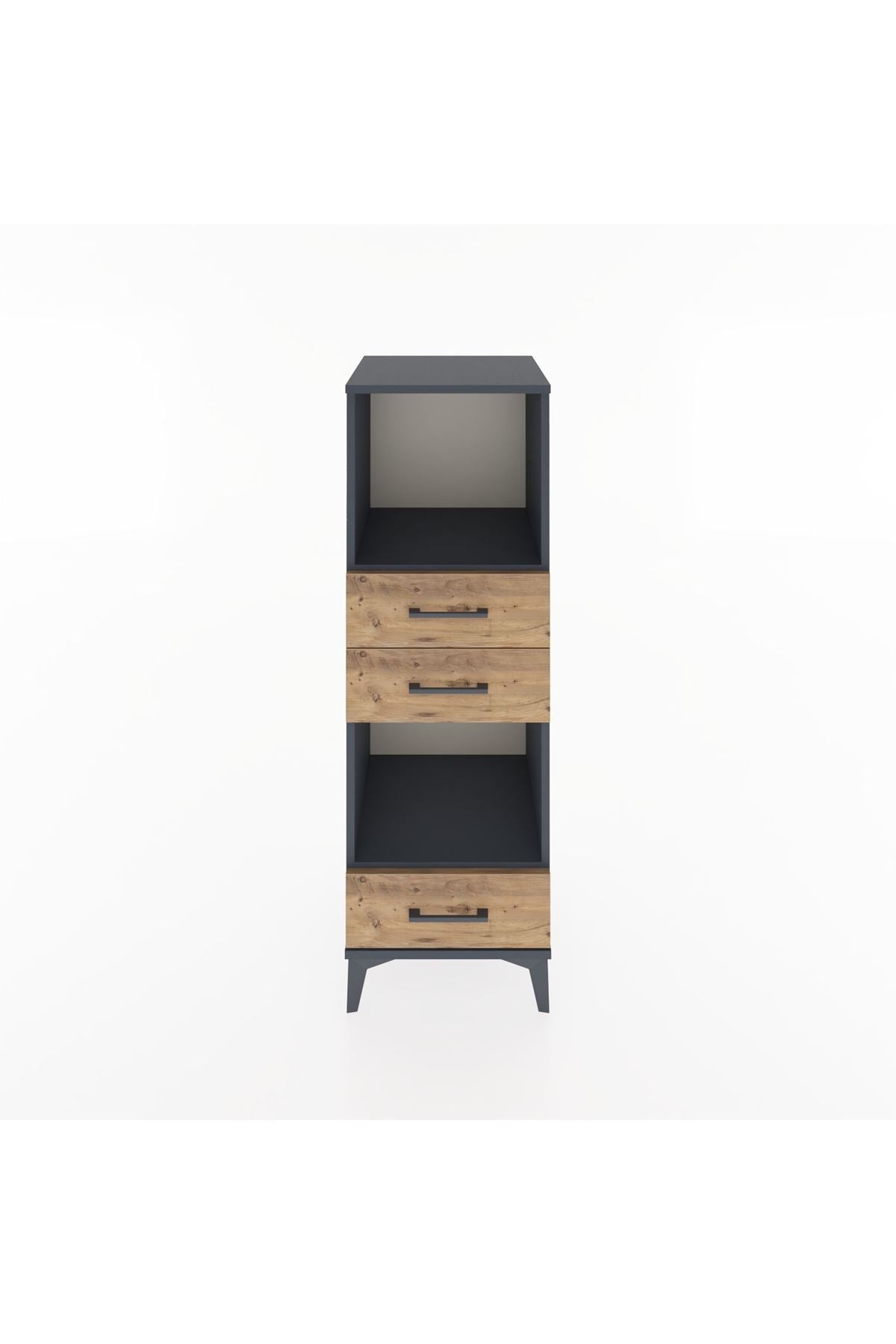 Hyperion Dolap 2 Raflı 3 Çekmeceli 44x44x134 Antrasit-Çam