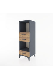 Hyperion Dolap 2 Raflı 3 Çekmeceli 44x44x134 Antrasit-Çam