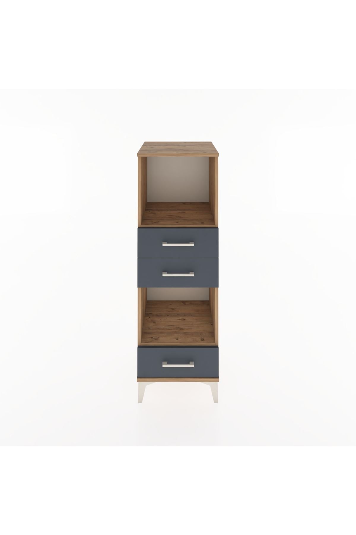 Hyperion Dolap 2 Raflı 3 Çekmeceli 44x44x134 Çam-Antrasit