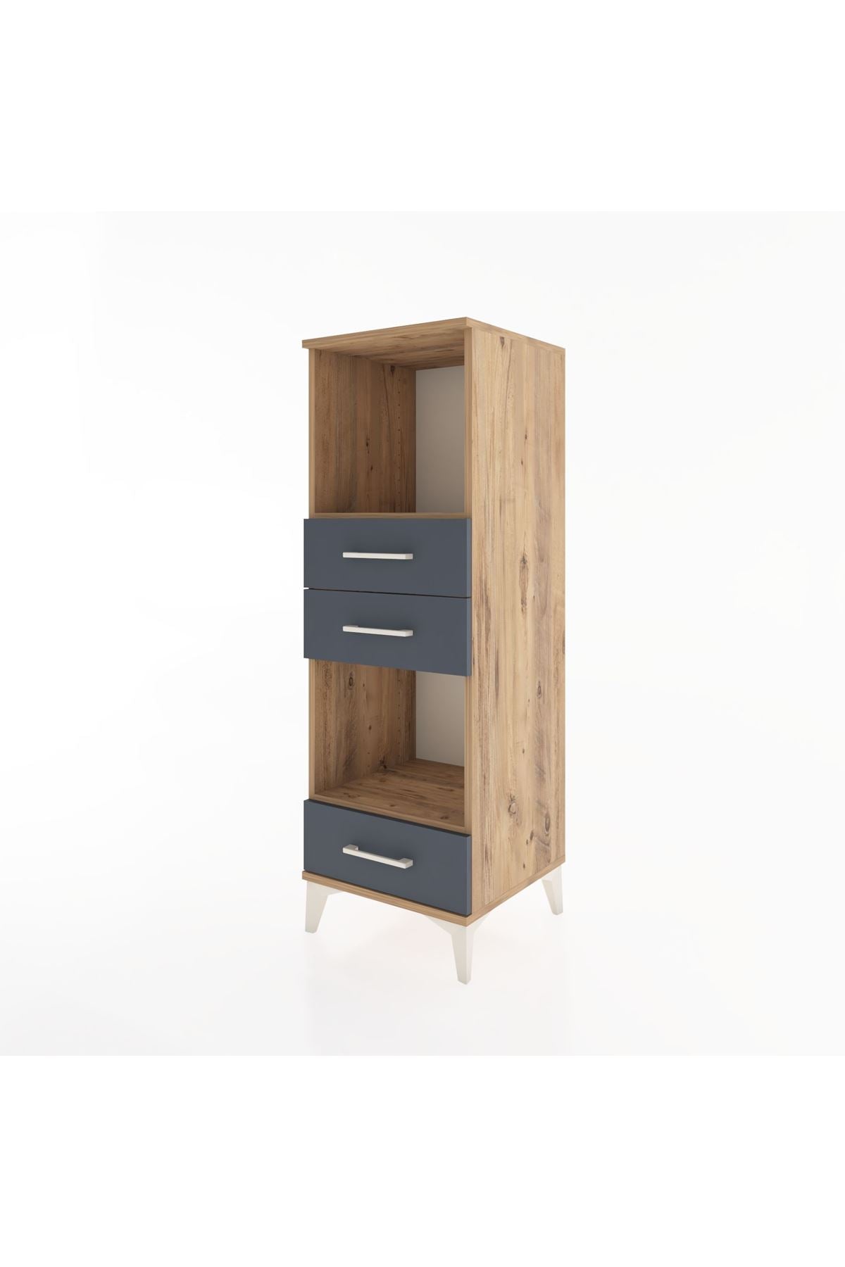 Hyperion Dolap 2 Raflı 3 Çekmeceli 44x44x134 Çam-Antrasit