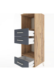 Hyperion Dolap 2 Raflı 3 Çekmeceli 44x44x134 Çam-Antrasit