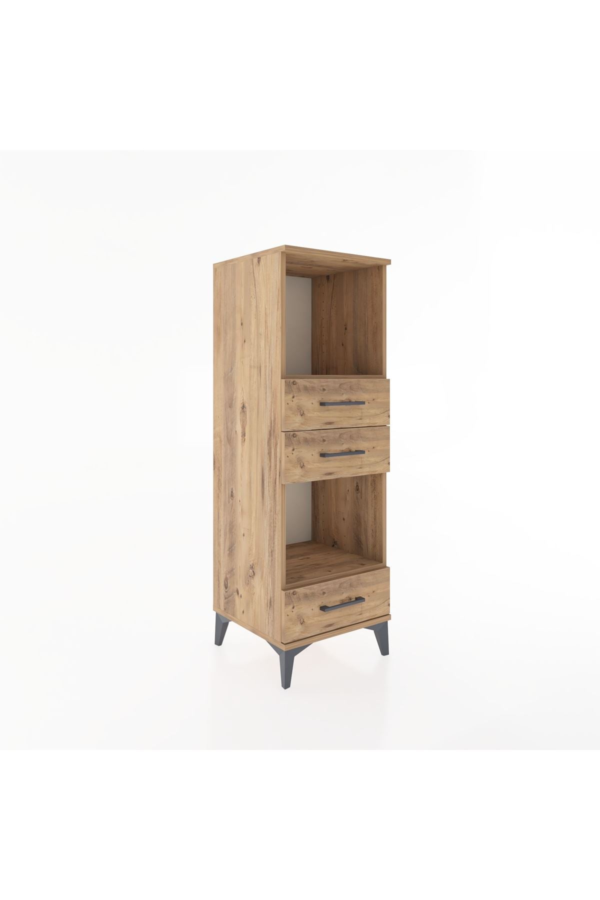 Hyperion Dolap 2 Raflı 3 Çekmeceli 44x44x134 Çam-Çam