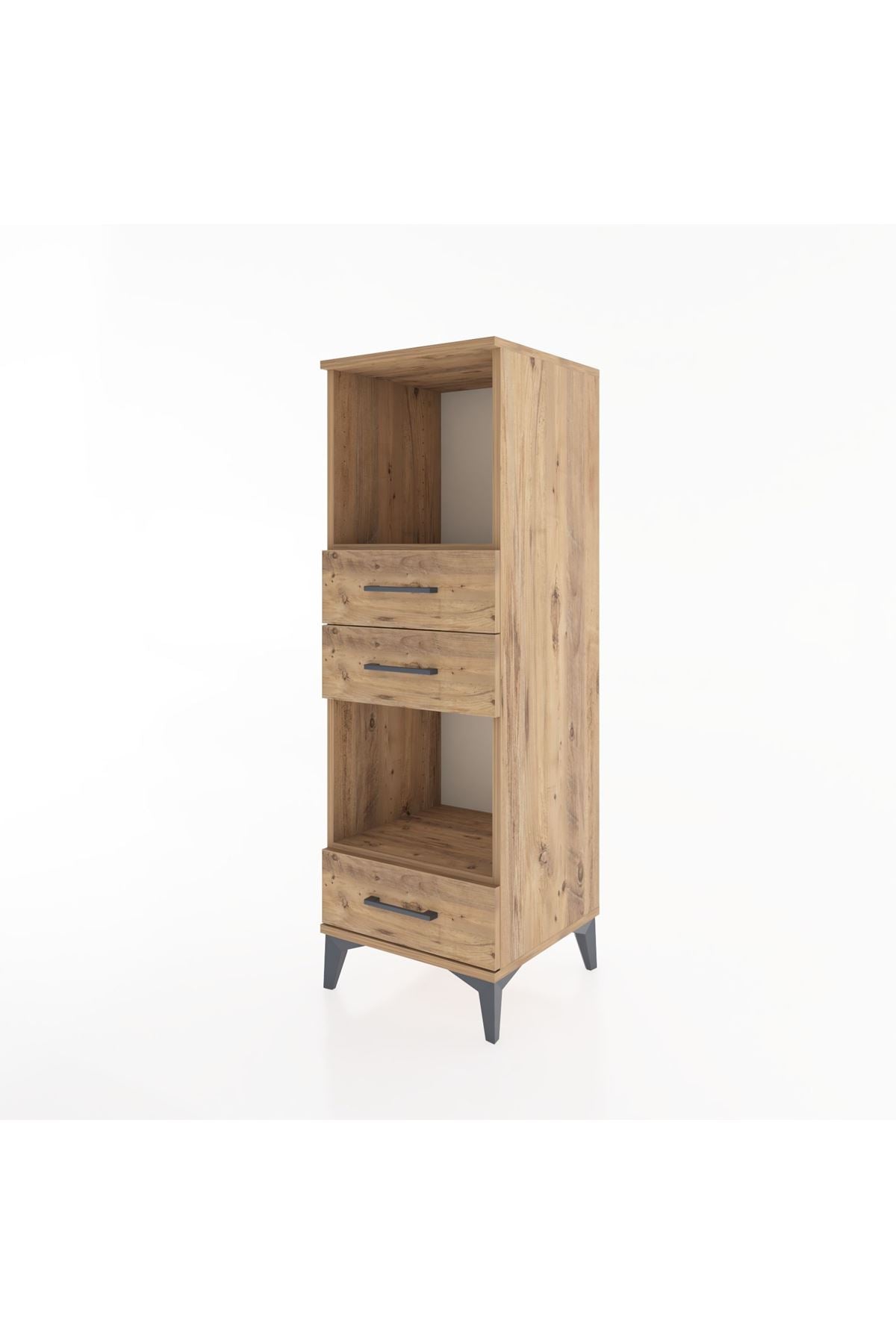 Hyperion Dolap 2 Raflı 3 Çekmeceli 44x44x134 Çam-Çam